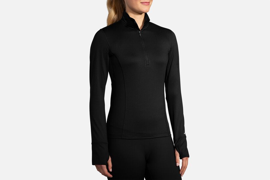 Womens Brooks Dash 1/2 Zip Tops Black | 926751-TGA